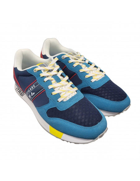 Pantofi sport bărbaţi, piele naturală şi textil, alb/gri/negru
