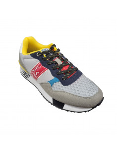 Pantofi sport bărbaţi, piele naturală şi textil, alb/gri/negru 2