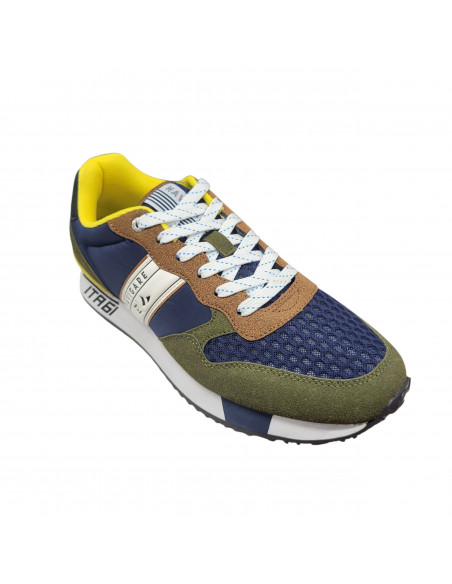Pantofi sport bărbaţi, piele naturală şi textil, alb/gri/negru