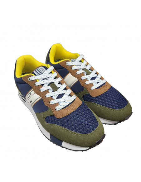 Pantofi sport bărbaţi, piele naturală şi textil, alb/gri/negru