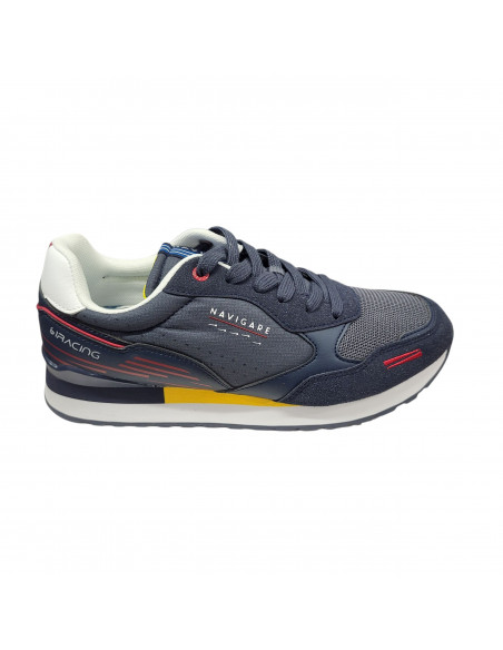 Pantofi sport bărbaţi, piele naturală şi textil, alb/gri/negru