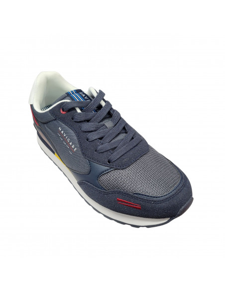 Pantofi sport bărbaţi, piele naturală şi textil, alb/gri/negru