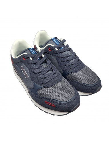 Pantofi sport bărbaţi, piele naturală şi textil, alb/gri/negru
