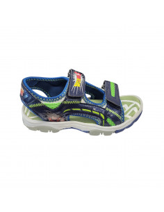 Sandale baieti, stil sport, cu scai, negru cu verde