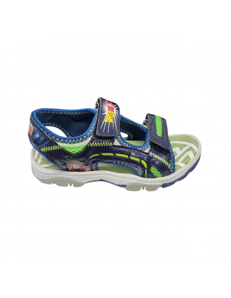 Sandale baieti, stil sport, cu scai, negru cu verde
