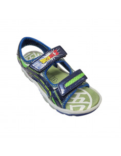 Sandale baieti, stil sport, cu scai, negru cu verde 2