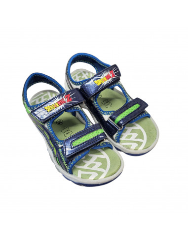Sandale baieti, stil sport, cu scai, negru cu verde