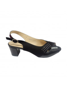 Sandale elegante pentru femei, piele eco, bej, cu toc gros