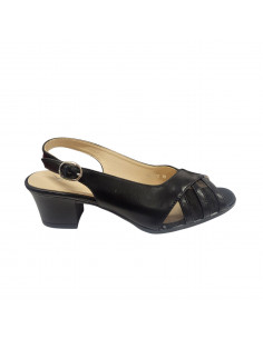 Sandale elegante pentru femei, piele eco, bej, cu toc gros