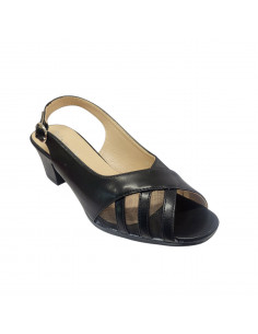 Sandale elegante pentru femei, piele eco, bej, cu toc gros 2