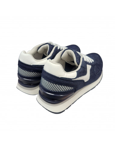 Pantofi sport bărbaţi, piele naturală şi textil, alb/gri/negru