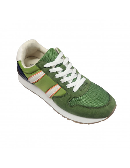 Pantofi sport bărbaţi, piele naturală şi textil, alb/gri/negru