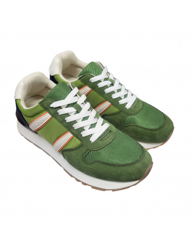 Pantofi sport bărbaţi, piele naturală şi textil, alb/gri/negru