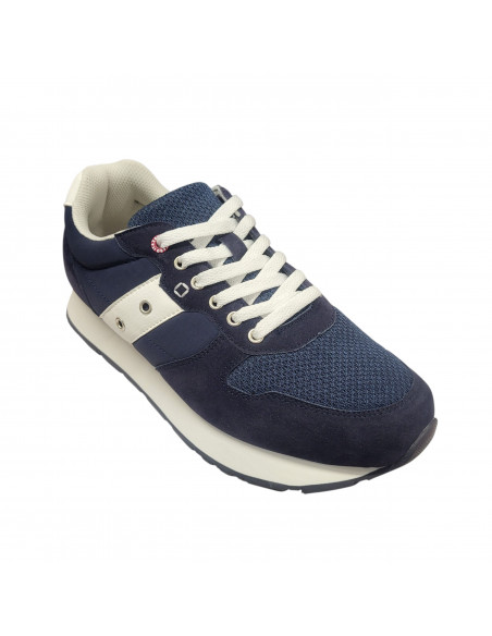 Pantofi sport bărbaţi, piele naturală şi textil, alb/gri/negru