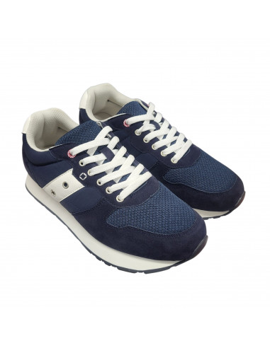 Pantofi sport bărbaţi, piele naturală şi textil, alb/gri/negru