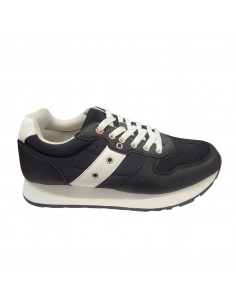 Pantofi sport bărbaţi, piele naturală şi textil, alb/gri/negru