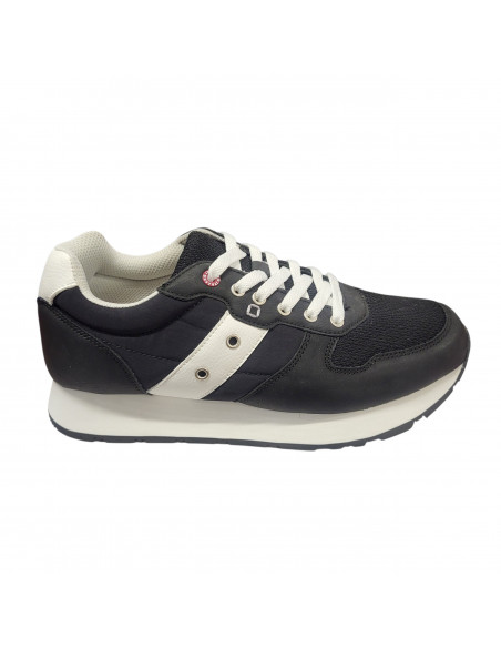 Pantofi sport bărbaţi, piele naturală şi textil, alb/gri/negru